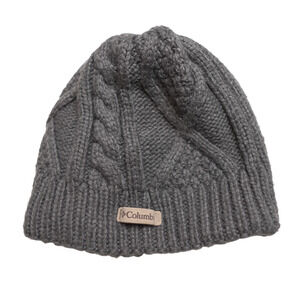 Columbia Winter Hat Exterior Gray Cable Knit Fleece Interior Super Warm OS Sport